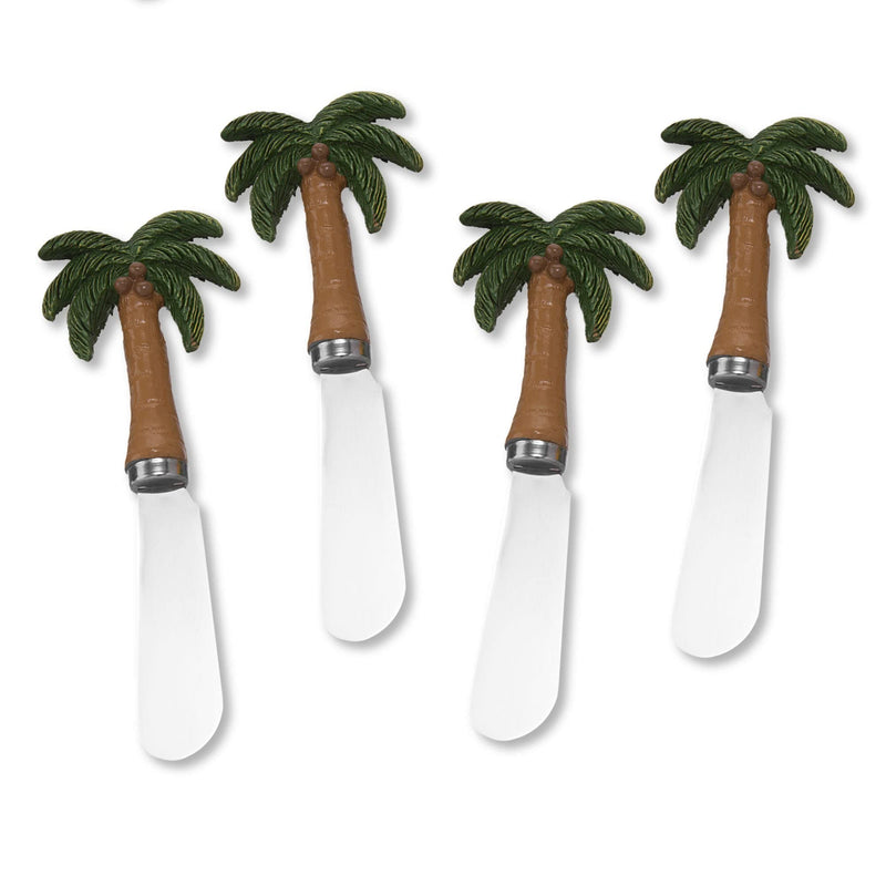 Supreme Housewares Palm Tree Cheese Spreaders, Hand-Painted Resin Handles with Stainless Steel Blades for Spreading Cream Cheese, Butter, Jam, or Sandwich, Set of 4