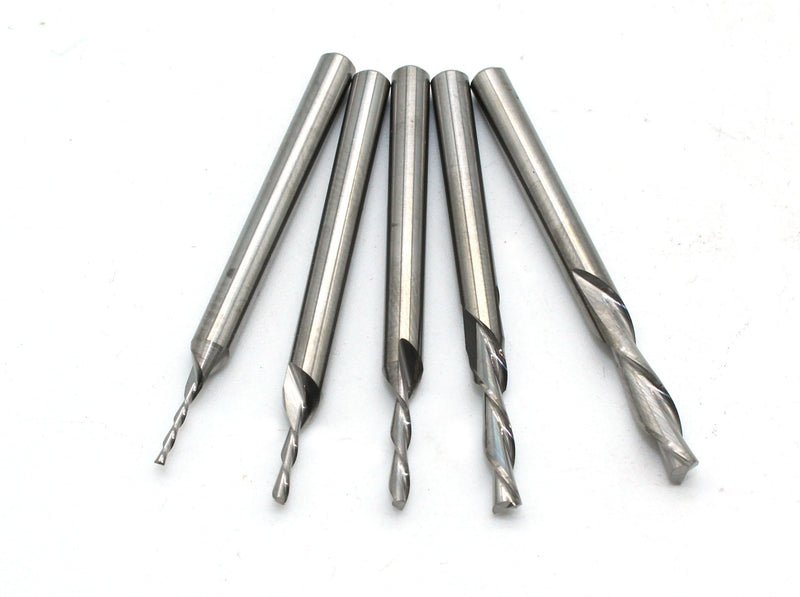 TEMO 5pc Carbide Downcut Inlay Router Bits Set 1/8, 3/32, 1/16, 3/64, and 1/32 Inch Diameter 1/8 Inch Shank, Ideal for Wood Carving, Slot Mortise, Engraving, Grinding Assorted Sizes (1/8", 3/32", 1/16", 3/64", 1/32")