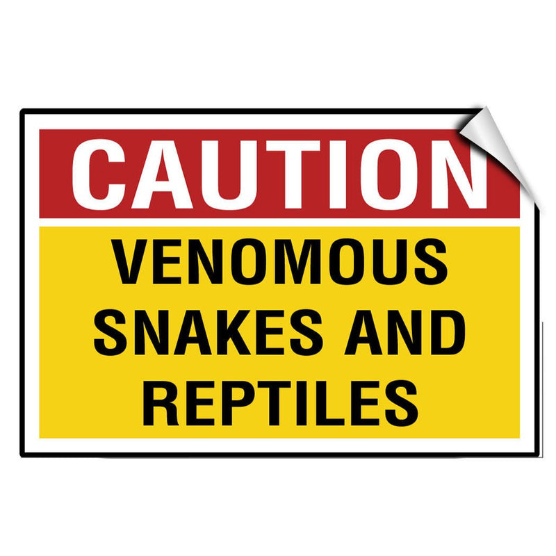 Caution Venomous Snakes and Reptiles Activity Label Decal Sticker Sticks to Any Surface