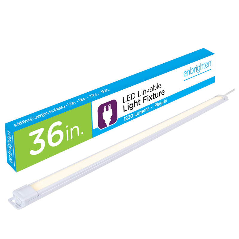 Enbrighten Premium Linkable Under Cabinet Fixture, 36in, LED, Linkable, 1220 Lumens, 3000K Warm White, 38847-T1 36 Inch