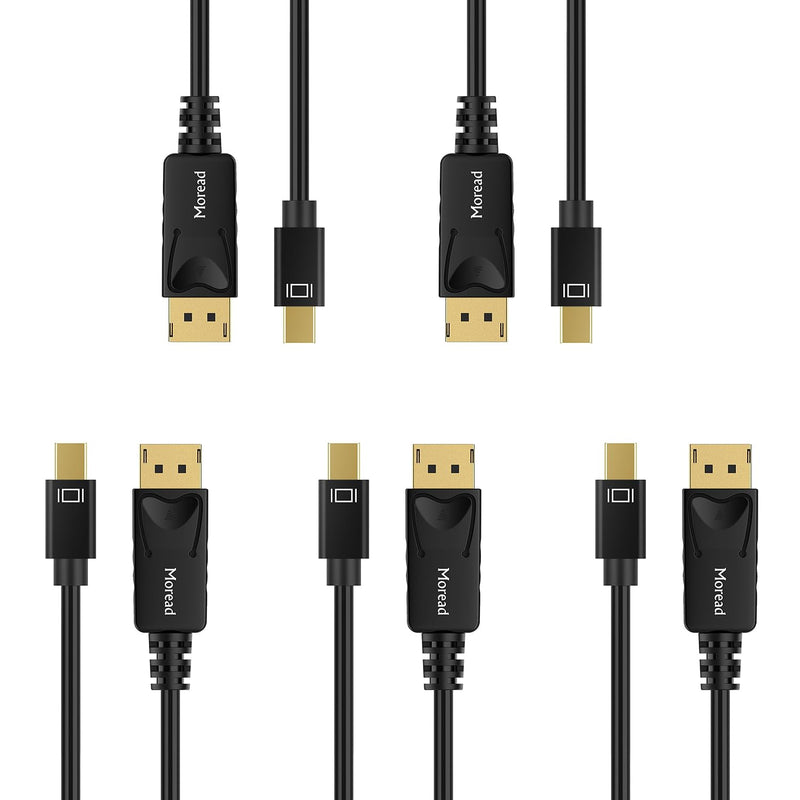 Moread Mini DisplayPort to DisplayPort 1.4 Cable, 5-Pack, 6FT, 8K@60Hz | Office & Workstation Ready, Thunderbolt 2/1 Compatible, Professional Display Support 6 feet