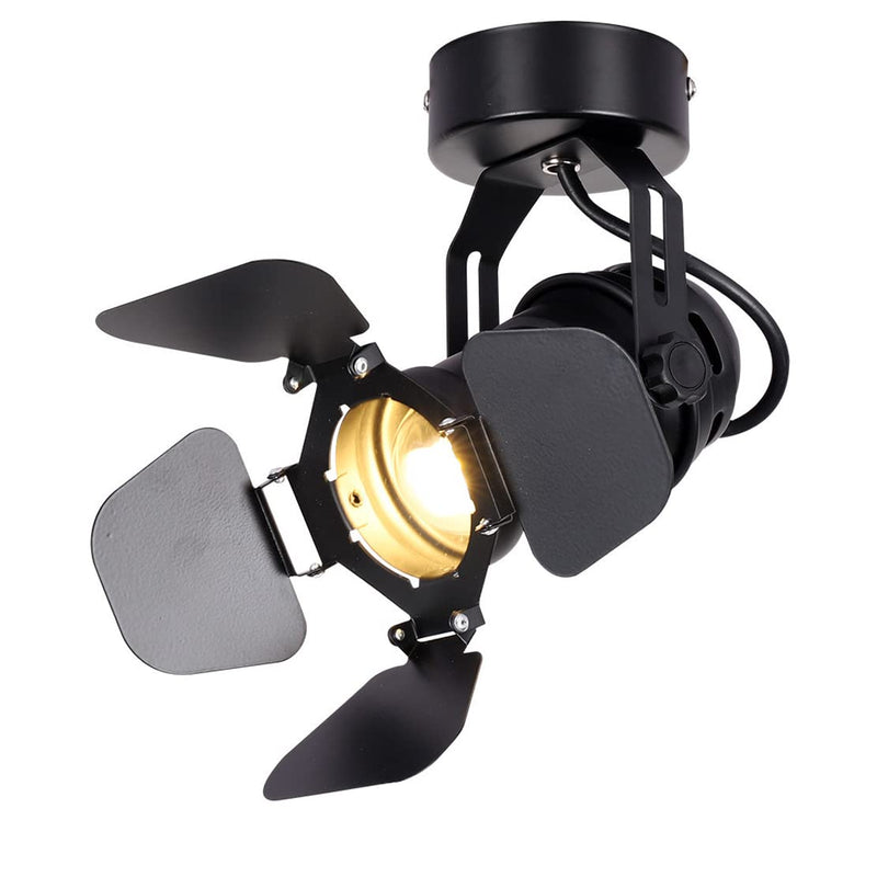 Ceiling Spotlight LED Black Modern Industrial Ceiling Light/Wall Lamp Adjustable Angle Indoor Decor Chandelier for Living Room Bedroom Shop Illumination COB Bulb 5W Warm Light Camera
