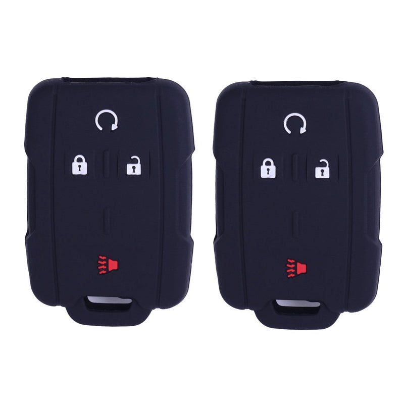 2Pcs XUHANG Sillicone Key fob Skin Key Cover Remote Case Protector Shell for Chevrolet Silverado Colorado GMC Sierra Yukon Cadillac Smart Remote Black 2black
