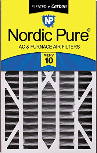 Nordic Pure 16x25x3 Pleated MERV 10 Plus Carbon Air Filter 1 Pack MERV 10 + Carbon