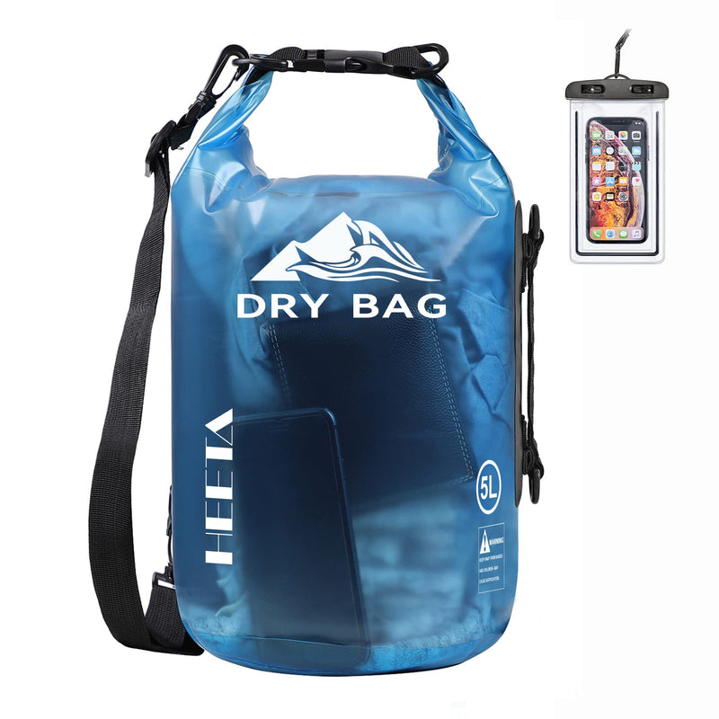 HEETA Dry Bag Waterproof for Women Men, 5L/10L/20L/30L/40L Roll Top Lightweight Dry Storage Bag Backpack with Phone Case for Travel Swimming Boating Kayaking Paddle Board Camping Beach Accessories Blue 10L