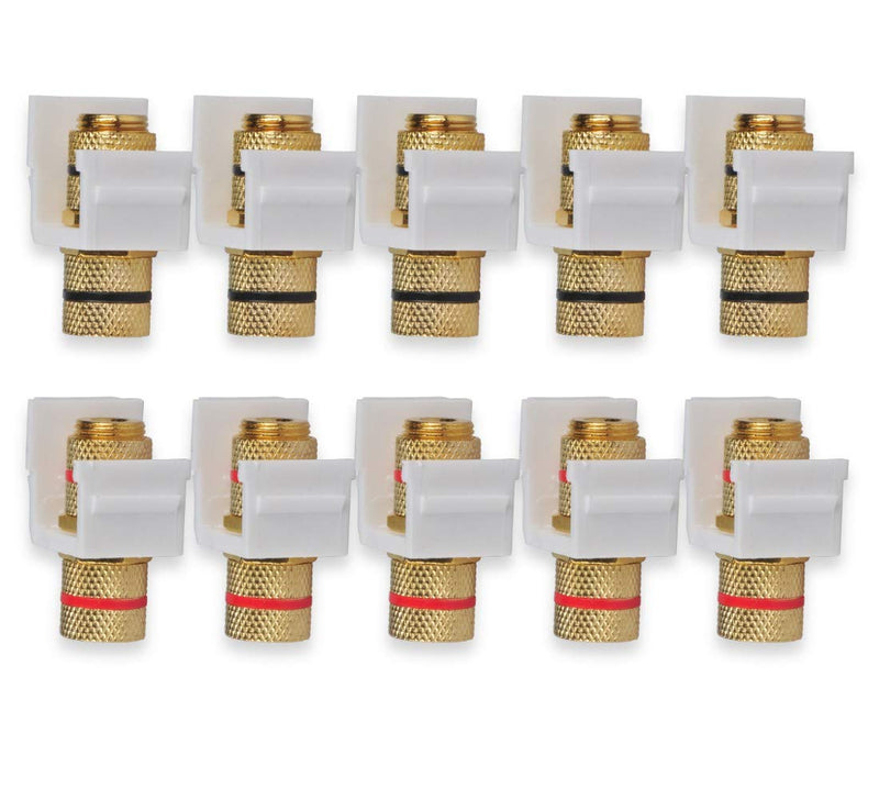 Besmelody Speaker Post Snap-in Banana Keystone Jack - White, 10pcs