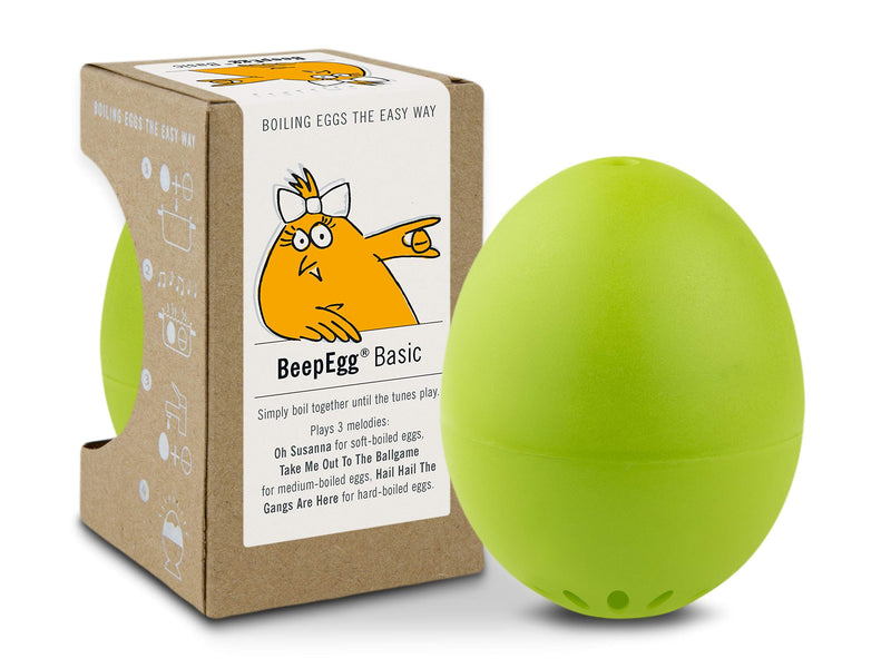 Basic Green – Egg Timer for Boiling Eggs – Musical Egg Cooker for Soft, Medium, Hard Boiled Eggs – Food Safe – Singing Floating Egg Timer – Egg Cooker for 3 Levels of Doneness - Brainstream