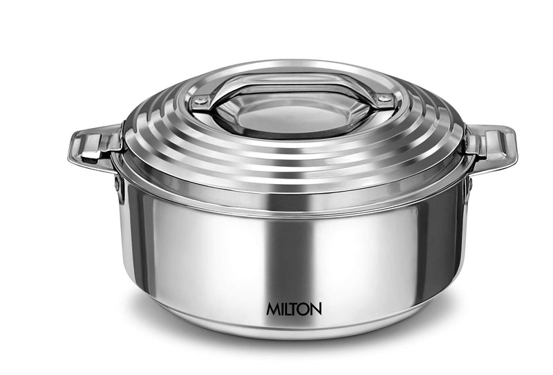 Milton Galaxia 1500 Casserole for hot food, insulated stainless steel hot pot with lid, 50 oz (2000 ml) 1.58 qt, Serving box (bowl, dish) for food and roti Food Warmer Cooler, Silver 2.2 qt / 9 Cups