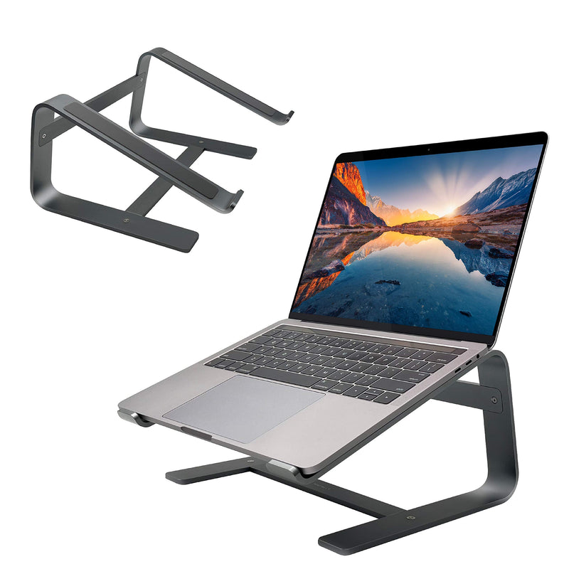 Macally Aluminum Laptop Stand for Desk - Works with All MacBook/Pro/Air & Laptops Between 10” to 17.3” - Sleek and Sturdy Laptop Riser - (ASTANDSG), Space Gray Stand Only