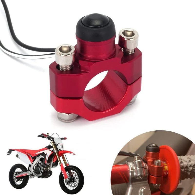 JFG RACING CNC Universal Motorcycle Engine Stop Start Kill Switch Button with Mounting Backplate for for CR125 CRF250 CRF450 XR250 - Red Kit