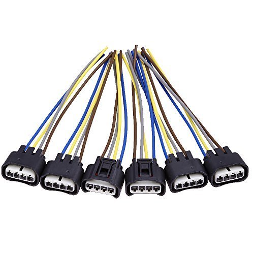 90980-11885 Ignition Coil Connector Plug Harness Replacement for Toyota Lexus 4-Way Female (Pack of 6)