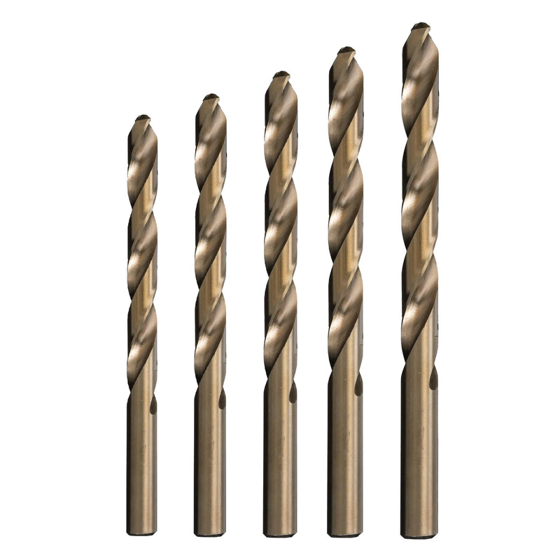 Drill America 5 Piece Cobalt Drill Bit Set (1/4", 5/16", 3/8", 7/16", 1/2"), D/ACO Series, POUD/ACOJ 5 Piece Drill Bit Set