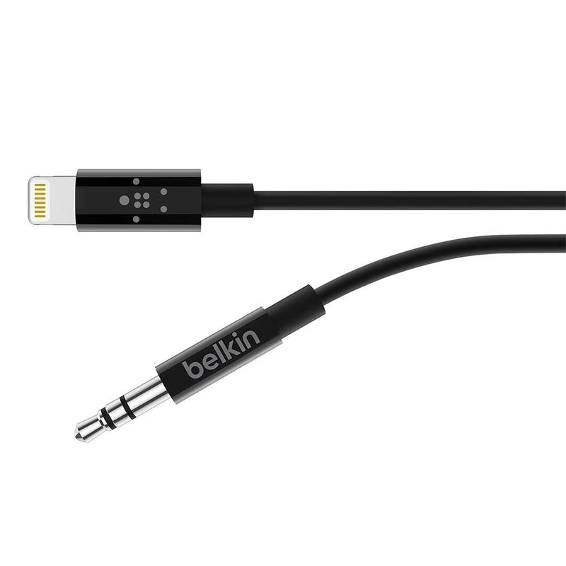 Belkin 3.5mm Audio Cable with Lightning Connector, 6ft Durable AUX Cable for iPhone, iPad, and iPod - Connects to Car Stereo, Headphones, and Speakers - MFi-Certified for Apple Devices - Black 6'