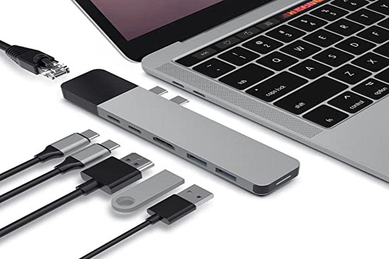 HyperDrive USB C Hub, NET 6-in-2 for MacBook Pro Air, Multi-Port USB-C Dongle w/Gigabit Ethernet, 40Gbps/100W PD, 5Gbps/60W PD, 4K30Hz HDMI Space Gray