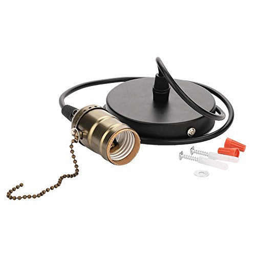 Vintage Light Holder, E27 Edison Retro Elegant Industrial Wall Pendant Ceiling Mounted Stand Light Lamp Bulb Base Holder Socket Lighting Screw with Pull Chain Switch(Bronze)