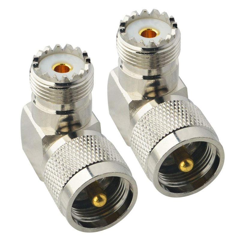 Boobrie UHF Connector Right Angle Coax Connector UHF Male Plug PL259 to UHF Female Jack SO239 90 Degree L Shape Low Loss Coax Cable Connector RF Antenna Adapter Pack of 2