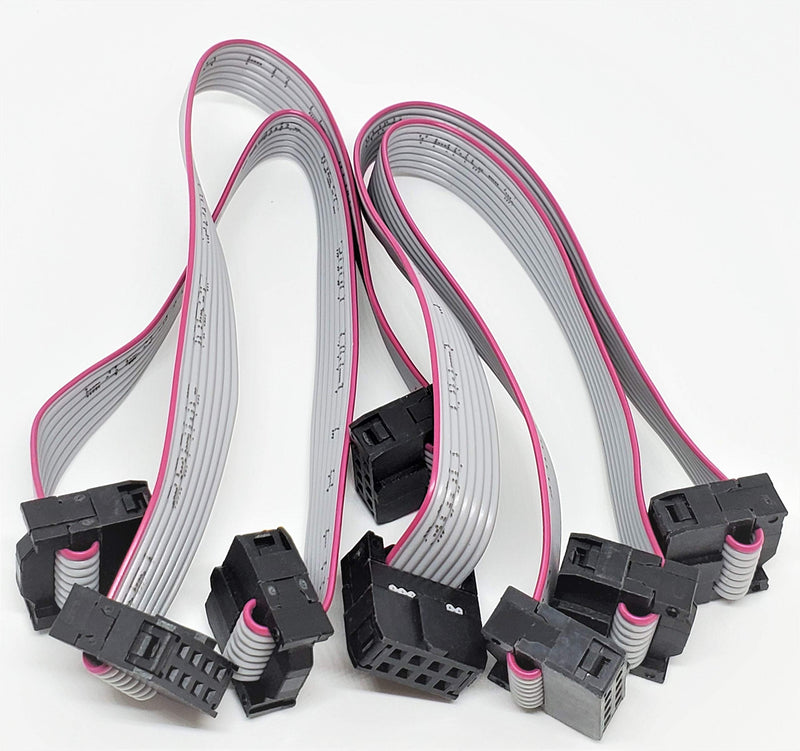 Pc Accessories 8 Inces 20cm Length 2x4 8P IDC 4-Pack Silver Flat Ribbon Cable with Black 2.54mm FC Dual Row Female to Female Connectors (8P-20cm-4PK)