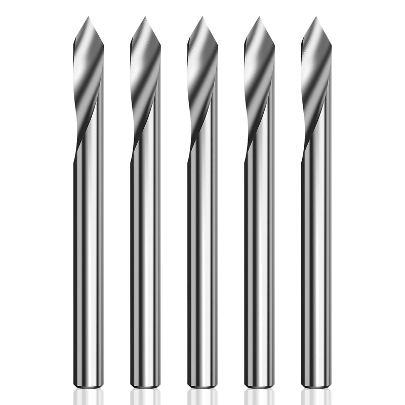 HUHAO Spiral 60 Degree V Groove Engraving Tool Flat Bottom CNC Router Bits 1/8 Inch Shank for Aluminum MDF Hard Wood Copper 5PCS 5PCS 60Degree 0.1mm Tip