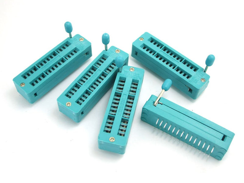DollaTek 5PCS Universal IC Test ZIF Socket 28 Pin 2.54mm Distance for Microcontroller Chip Breadboard Programming ICs