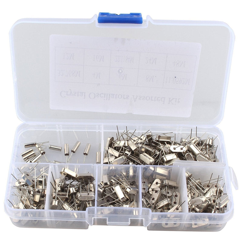 DollaTek 200pcs 10Value 32.768KHz ~ 48MHz DIY Quartz Crystal Oscillator Assorted Installation Kit Set with Plastic Box