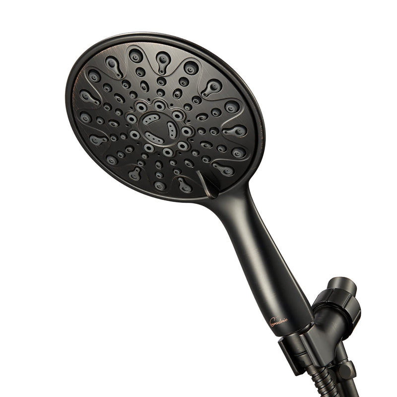 Handheld Shower Head, 6" Oil-Rubbed Bronze Face 6 Spray Setting Shower Head with High Pressure, Brass Swivel Ball Mount and Extra Long Flexible Stainless Steel Hose Standard 2.5 GPM Oil Rubbed Bronze
