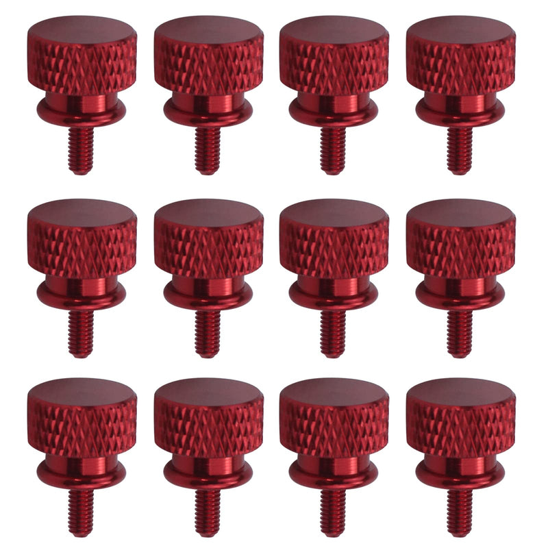 Antrader M3 Computer Case Thumb Screw Aluminum Alloy Knurled Hand Tighten Screws for Cover/Power Supply/PCI Slots/Hard Drives Wine Red 12PCS