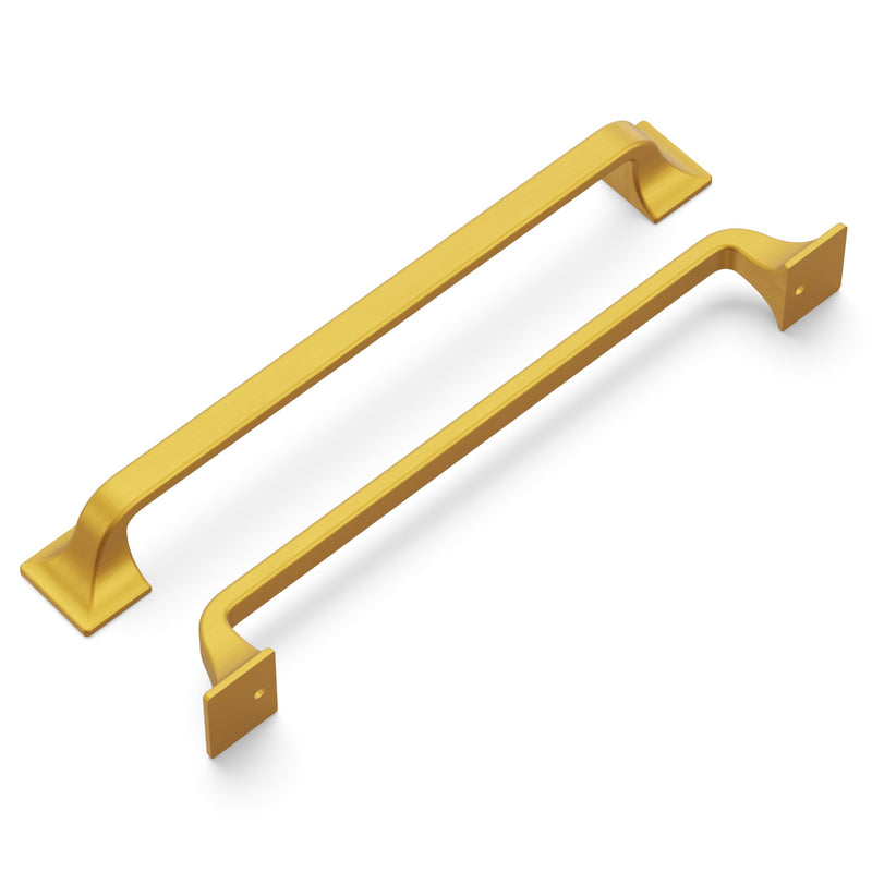 Hickory Hardware 1 Pack Solid Core Kitchen Cabinet Pulls, Luxury Cabinet Handles, Hardware for Doors & Dresser Drawers, 7-9/16 Inch (192mm) Hole Center, Brushed Golden Brass, Forge Collection 7-9/16 Inch Center to Center