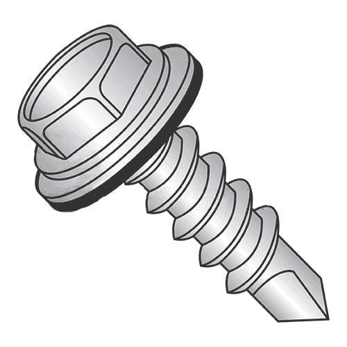 1/4" x 1-1/4" Self-Drilling Screws, Hex Washer Head, Steel, Zinc, 100 Pack 1/4" x 1 1/4"