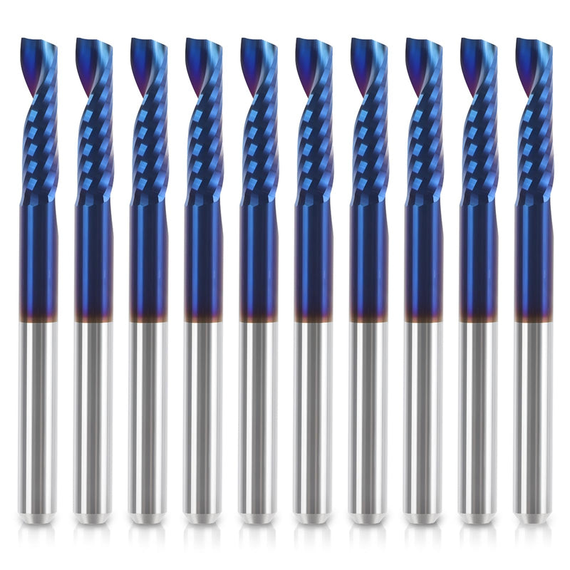 HQMaster CNC Router Bits, 10 Pack Router Bit Single End Mill Set Milling Cutter Tungsten Steel Engraving Carving Tool Kit 3.175 x 12 x 38.5 mm