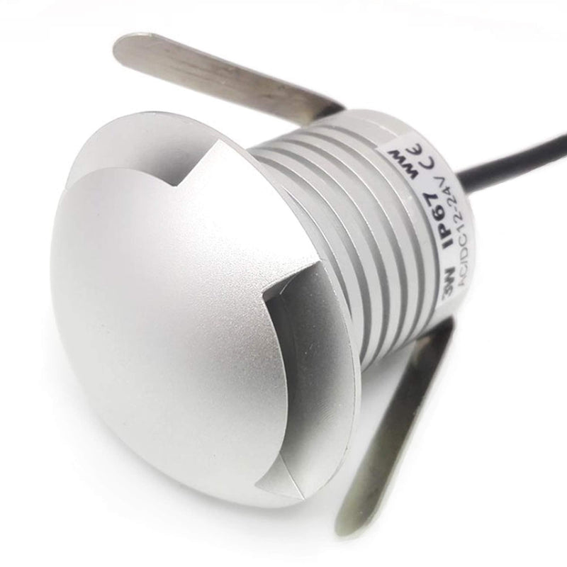 LED In-Ground Well Light,3W,12V-24V DC,IP67 Waterproof Aluminum,Directional Horizontally Outdoor Landscape Lightings,Side View Beam,Warm White (Q3-3 Way) Q3-3 Way