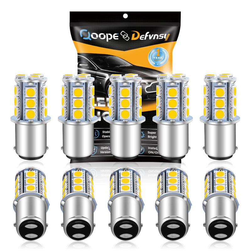 Qoope Warm White 3000K 1142 LED RV Camper Interior Bulb,1076 LED Motorhome Lamp, BA15D Boat Marine Yacht Light, 12V 18SMD Double Contact Bayonet Trailer Light,#90 Yard landscape Bulb (10 Pack) 10Pack