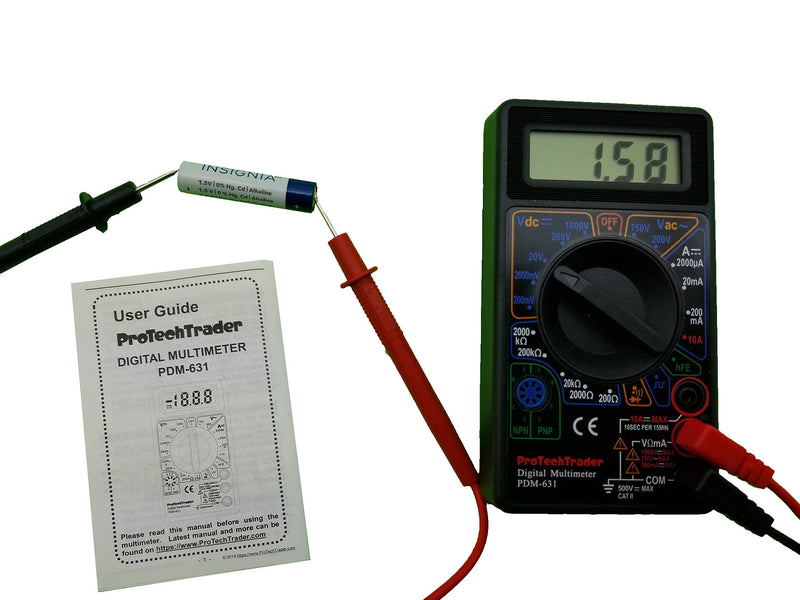 7 Function Digital Multimeter AC DC Voltage Resistance Current Transistor Diode Audible Continuity Buzzer and Square Wave Output Basic Digital Multimeter PDM631