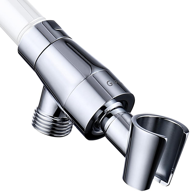 G-Promise Metal Shower Head Holder for Hand Held, Adjustable Bracket, Universal Shower Arm Mount, Chrome Finish Polished Chrome