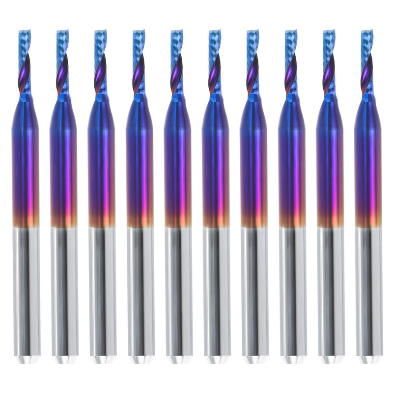 HQMaster 10 Pack O Flute CNC Router Bits End Mill Milling Cutter 1/8" Shank, 1/16" Cutting Dia. Spiral Router Bits CNC Bits Single Edged Cutting Engraving Bits Tungsten Carbide
