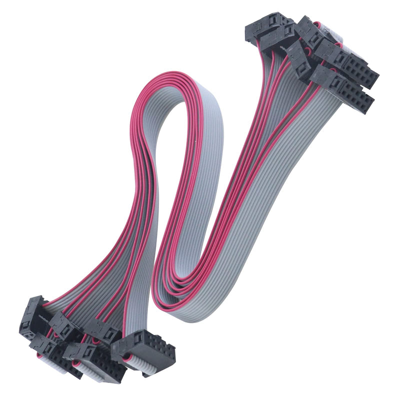 Antrader 6 Pieces 2.54 mm Pitch 10 Pin F/F IDC Flat Ribbon Cable Connector Dual Row Data Cable 30cm 10P-30CM grey