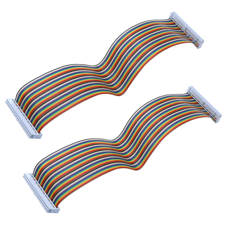 Antrader 2 Pieces 2.54mm Pitch 50 Pin 50 Way F/F Connector IDC Flat Rainbow Ribbon Cable 1ft 30cm 50P-30CM