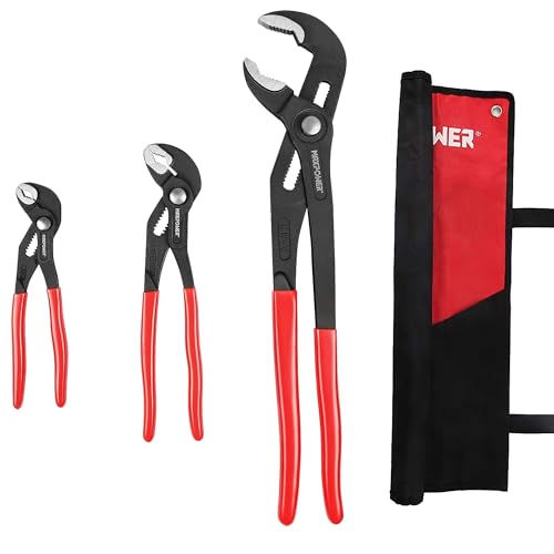 MAXPOWER 7" 10" 16" Water Pump Pliers Set, Push Button V Jaw, Quick Release 7,10,16-inch
