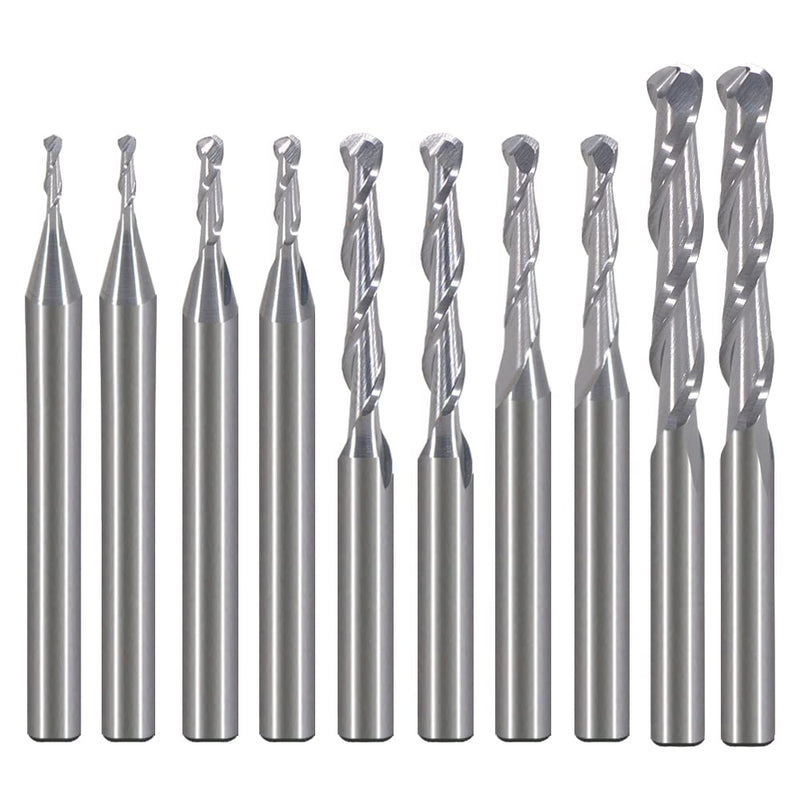 for Wood Working Set Diameter 1mm 1.5mm 2.0mm 2.5mm 3.175mm Carbide Ball Nose End Mill CNC Engraving Router Bits Milling Cutter