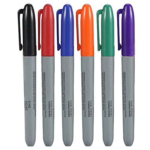 TOPINCN Tattoo Felt Tip Pen, Tattoo Marking Scribe Pen, Surgical Skin Marker Pen, Scribe Tool for Make-Up, Personal Accessories, Reusable Packaging, 6 Pieces/Set