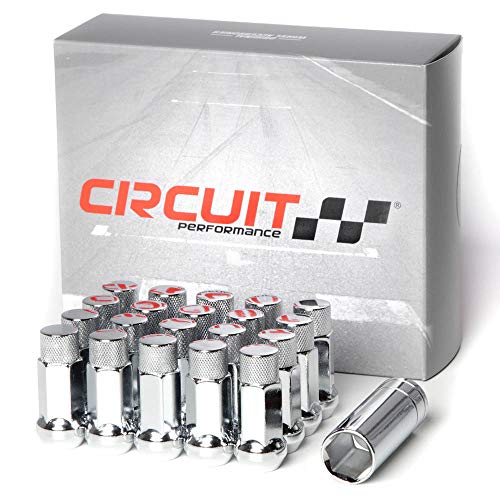 Circuit Performance Forged Steel Extended Hex Lug Nut for Aftermarket Wheels: 12x1.5 Chrome - 20 Piece Set + Tool