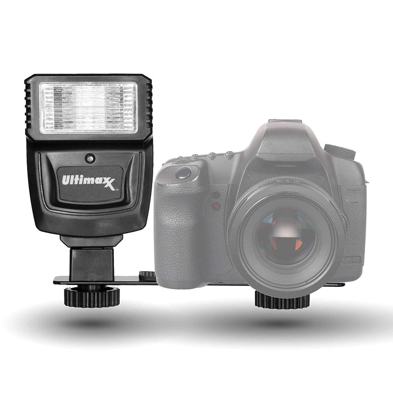 Ultimaxx Digital Slave Flash with Bracket for Canon, Nikon, Sony,Panasonic, Samsung, Fujifilm, Olympus, Pentax, and Other DSLR Cameras, Includes Metal Hot Shoe Flash Bracket