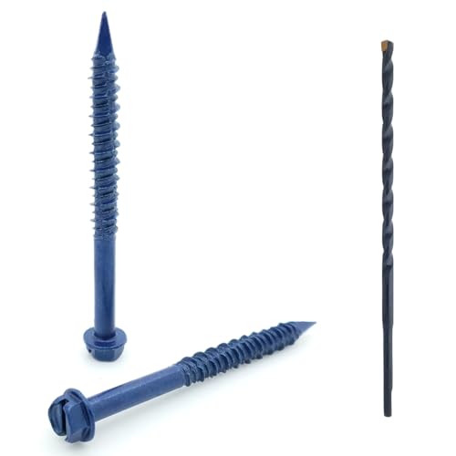 BCP Fasteners 1/4" x 2-3/4" Hex Head Concrete Screws, 100 Pack
