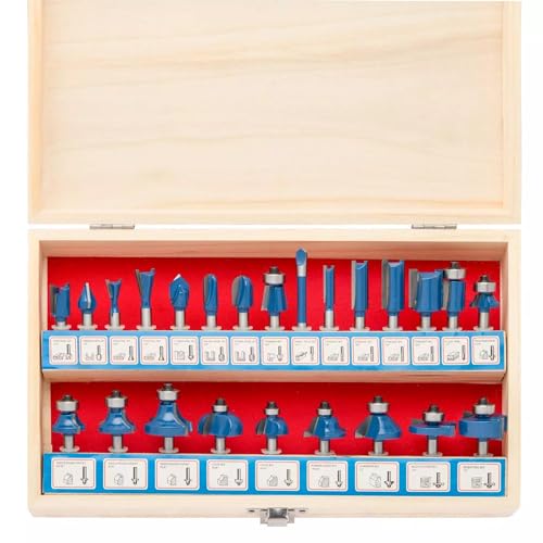 HILTEX 10108 Tungsten Carbide Router Bit Set, Woodworking Tools and Accessories, 1/4-Inch Shank, 24-Piece Set 24 Piece Set