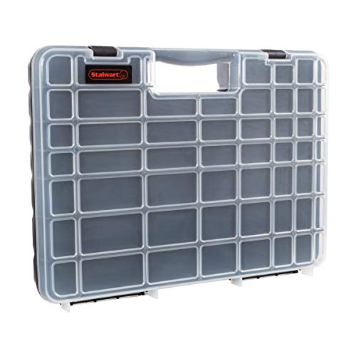 Stalwart - 75-ST6073 Portable Storage Case with Secure Locks and 55 Small Bin Compartments for Hardware, Screws, Bolts, Nuts, Nails, Beads, Jewelry and More by Black 55 Bin