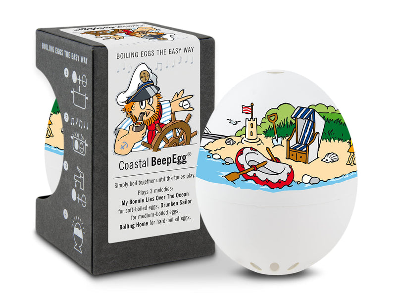 Coastal BeepEgg – Egg Timer for Boiling Eggs – Musical Egg Cooker for Soft, Medium, Hard Boiled Eggs – Food Safe – Singing Floating Egg Timer – Egg Cooker for 3 Levels of Doneness - Brainstream