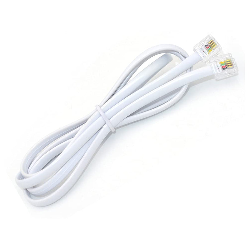 NEORTX 5ft White RJ11 Male to Male Telephone Cable for Landline, Fax, Modem & Answering Machine