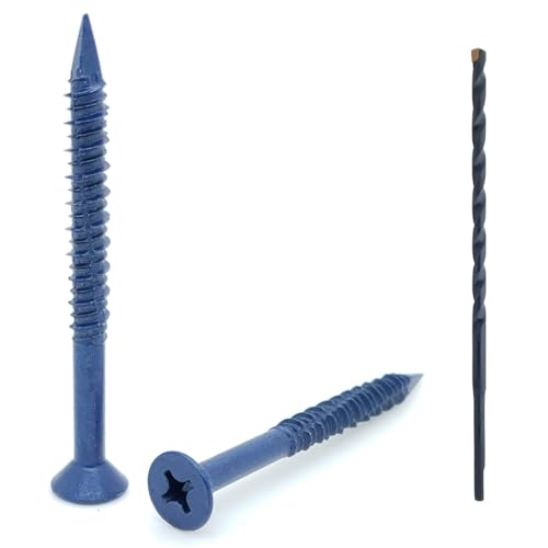 BCP Fasteners 1/4" x 2-3/4" Flat Head Diamond Tip Concrete Screws, 100 Pack 1/4" x 2-3/4"