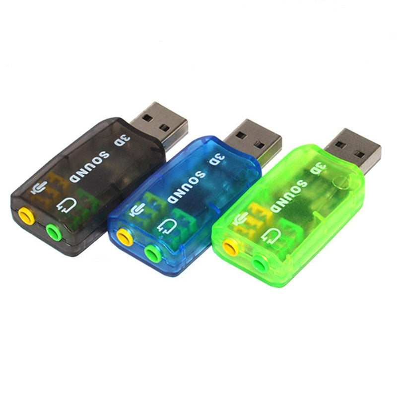 USB Sound Adapter, (3 Pack) 3.5mm Headphone and Microphone Jacks External Stereo Sound Card Plug and Play No Drivers Needed Compatible Windows,Linux, PC, Notebook, Desktop, PS4 (Three Colors)