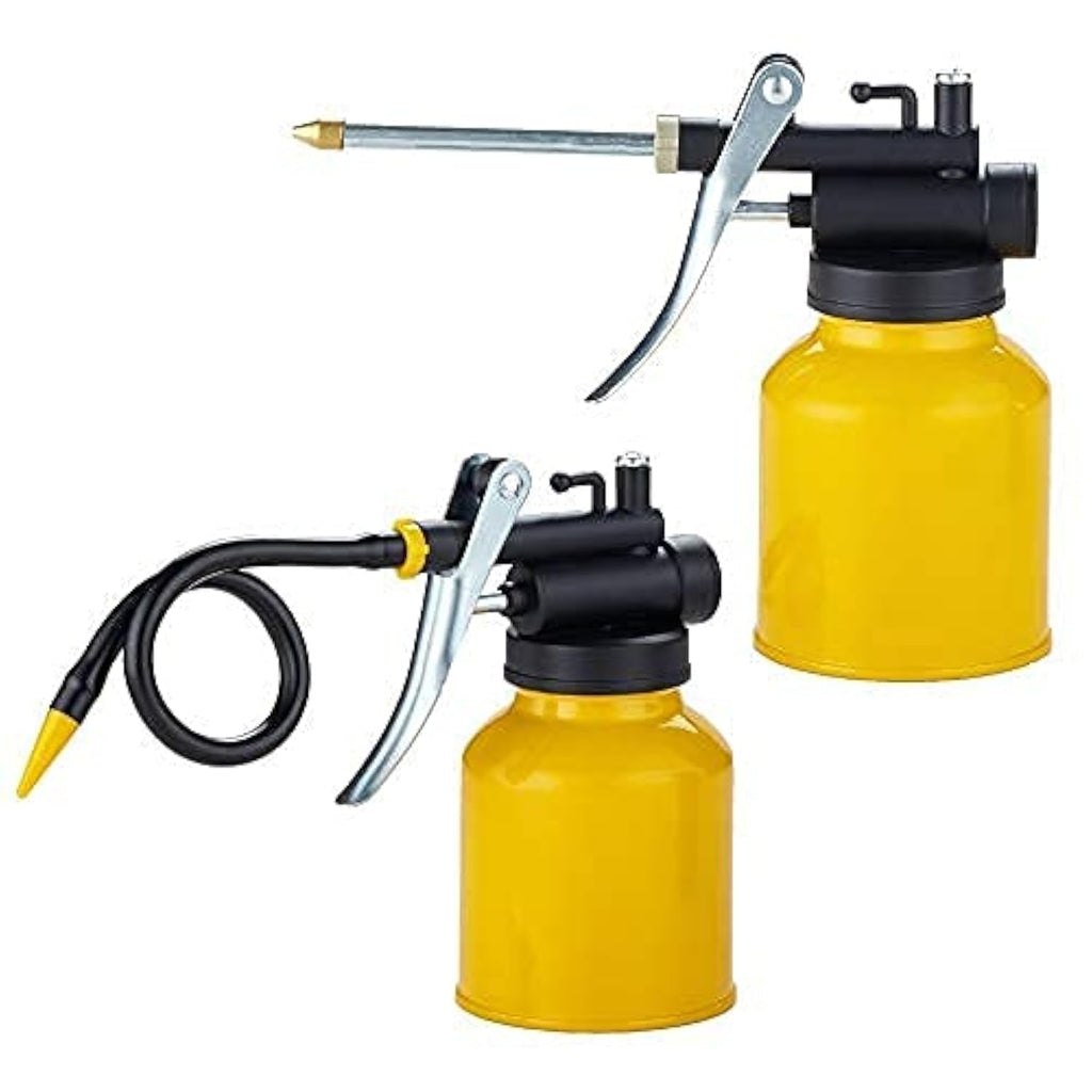 Hand Pump Oiler Can Professional Level 8 oz. Capacity Pump Oiler with Metal & Long Flex Spout 1