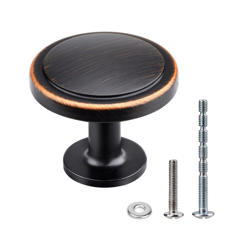 WEAVERBIRD Round Brushed Oil Rubbed Bronze Finish Cabinet Knobs, Zinc Alloy Kitchen Drawer Hardware Knobs for Cabinets, 1-1/4" Diameter, Pack of 25 25 Packs